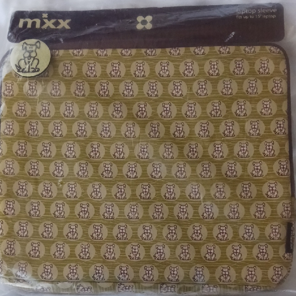 Dog Print Laptop Sleeve NWT 16"diag. 11 X 13.5" Soft-side Zip top